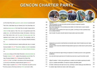 GENCON CHARTER PARTYGENCON CHARTER PARTY
(b) This Charter Party shall be governed by and construed in accordance with
398
(b) Bu gemi kira kontratı yönlendirilebilir ve birleşmiş milletler kodu 9. başlık ve birleşmiş milletler denizcilik
yasalarına
398
*Title 9 of the United States Code and Maritime Law of the United States and
399
göre yorumlanabilir ve bu gemi kira kontratı yüzünden herhangi bir anlaşmazlık meydana
gelirse,anlaşmazlıkla ilgili konu 399
should any dispute arise out of this Charter Party, the matter in dispute shall be
400
New York ta 3 kişiye taşınır, biri bu kontratta yer alan tarafların her birinden atanır ve üçüncü öylesine
seçilen ikisi tarafından,
400
referred to three persons at New York, one to be appointed by each of the
401
onların kararları ya da bu ikisinden birinin kararı sonuç olabilir, ve herhangi bir hüküm yürütülmesi amacı
için, bu anlaşma mahkeme 401
parties hereto, and the third by the two so chosen; their decision or that of any 402 kararı ile olabilir. Bu işlemler denizcilik hakemler derneği kurallarına göre idare edilebilir. 402
two of them shall be final, and for purpose of enforcing any award, this 403 403
agreement may be made a rule of the Court. The proceedings shall be 404 404
conducted in accordance with the rules of the Society of Maritime Arbitrators, 405 405
Inc., 406 406
For disputes where the total amount claimed by either party does not exceed
407
Anlaşmazlık durumunda,her iki taraf tarafından da idda edilen toplam miktar,25.madde de yer alan, toplam
miktarı aşamaz, 407
the amount stated in Box 25** the arbitration shall be conducted in accordance
408
Kısaltılmış Tahkim Usulü Deniz Hakemleri Derneği kararlarına göre sorunu hakem kararı ile çözme yönünde
davranılır.
408
with the Shortened Arbitration Procedure of the Society of Maritime Arbitrators, 409 409
Inc., 410 410
(c) Any dispute arising out of this Charter Party shall be referred to arbitration at
411
c)Bu gemi kira kontratından doğan herhangi bir anlaşmazlık, 25.madde de yer alan ve orda uygulanabilir
prosedürlere , 411
*the place indicated in Box 25 , subject to the procedures applicable there. The 412 konu olan tahkim kararına göre ele alınır.25.madde de yer alan kanun bu gemi kira kontratını yönetir. 412
laws of the place indicated in Box 25 shall govern this Charter Party. 413 413
(d) If Box 25 in Part 1 is not filled in, sub-clause (a) of this Clause shall apply. 414 d)Eğer 25.maddenin 1.bölümü yerine getirilmezse, bu maddenin (a) alt maddesi uygulamaya konulabilir. 414
(a), (b) and (c) are alternatives; indicate alternative agreed in Box 25. 415 (a),(b) ve c maddeleri alternatiflerdir, 25.madde de onaylanan alternatifleri gösterir. 415
*Where no figure is supplied in Box 25 in Part 1, this provision only shall be void but 416 *25.madde 1.bölümde yer alan hiçbir konunun baş vurulmadığı, bu hüküm sadece göz arda edilebilir ama 416
**the other provisions of this Clause shall have full force and remain in effect. 417 **bu maddenin diğer hükümleri tam olarak ve etkin halde uygulanır. 417
 
