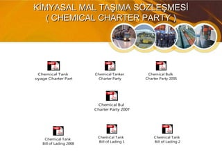 KİMYASAL MAL TAŞIMA SÖZLEŞMESİKİMYASAL MAL TAŞIMA SÖZLEŞMESİ
( CHEMICAL CHARTER PARTY )( CHEMICAL CHARTER PARTY )
Chemical Bulk
Charter Party 2005
Chemical Tank
Bill of Lading 1
Chemical Tank
Bill of Lading 2
Chemical Tanker
Charter Party
Chemical Tank
Voyage Charter Party
Chemical Tank
Bill of Lading 2008
Chemical Bul
Charter Party 2007
 