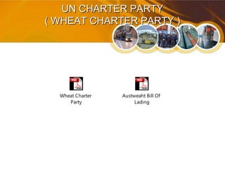 UN CHARTER PARTYUN CHARTER PARTY
( WHEAT CHARTER PARTY )( WHEAT CHARTER PARTY )
Wheat Charter
Party
Austweaht Bill Of
Lading
 