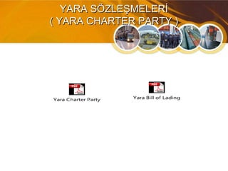 YARA SÖZLEŞMELERİYARA SÖZLEŞMELERİ
( YARA CHARTER PARTY )( YARA CHARTER PARTY )
Yara Bill of LadingYara Charter Party
 