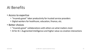 AI Benefits
• Access to expertise
• “Insanely great” labor productivity for trusted service providers
• Digital workers fo...