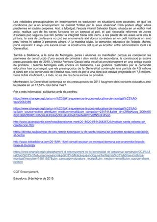 La Generalitat augmenta els concerts educatius a la privada el 17% ...