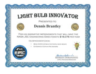 Dennis Received Light Bulb Innovator Award 03-16-15