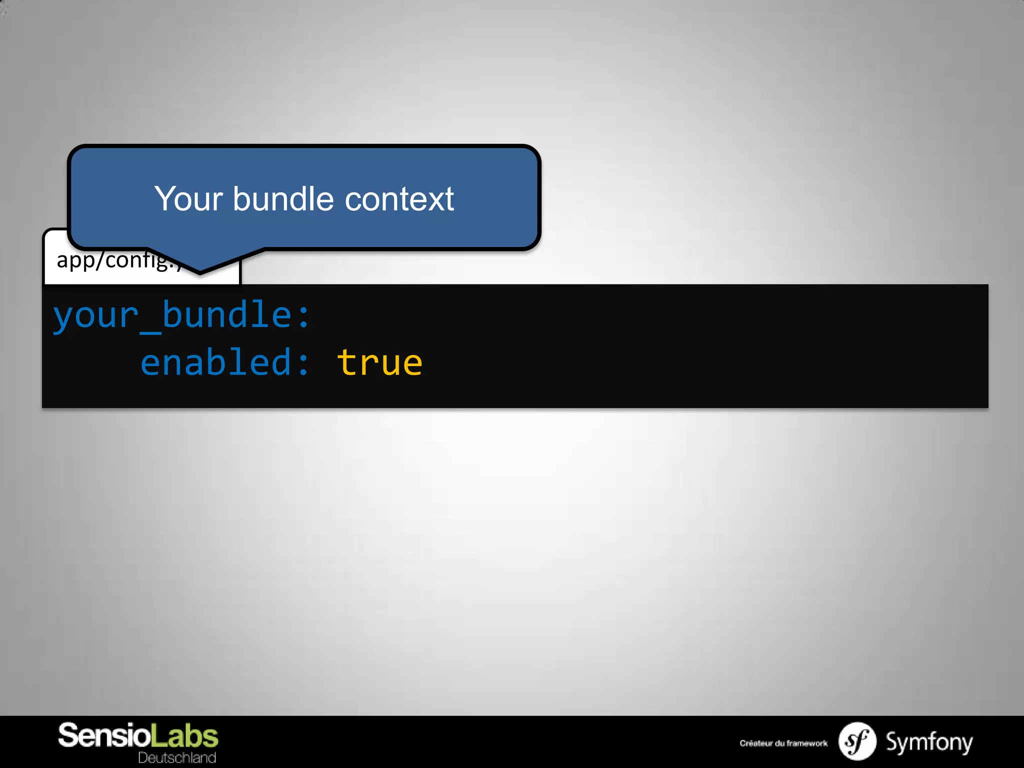Your bundle context
app/config.yml

your_bundle:
    enabled: true
 