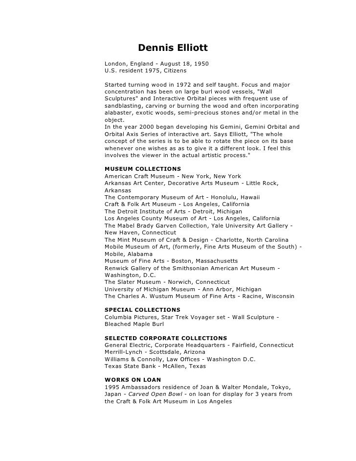 dennis elliott art resume