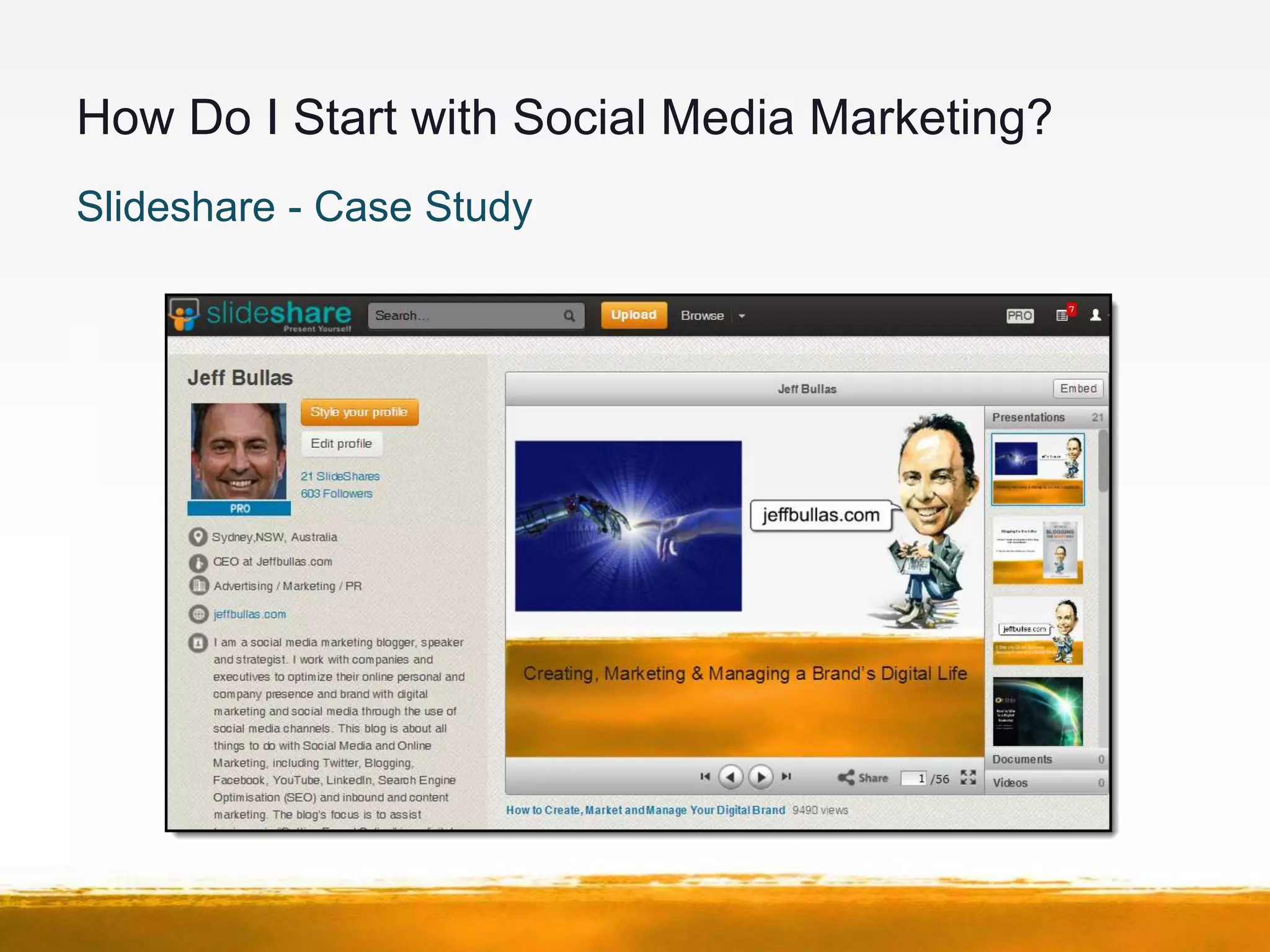 How Do I Start with Social Media Marketing?
Slideshare - Case Study
 