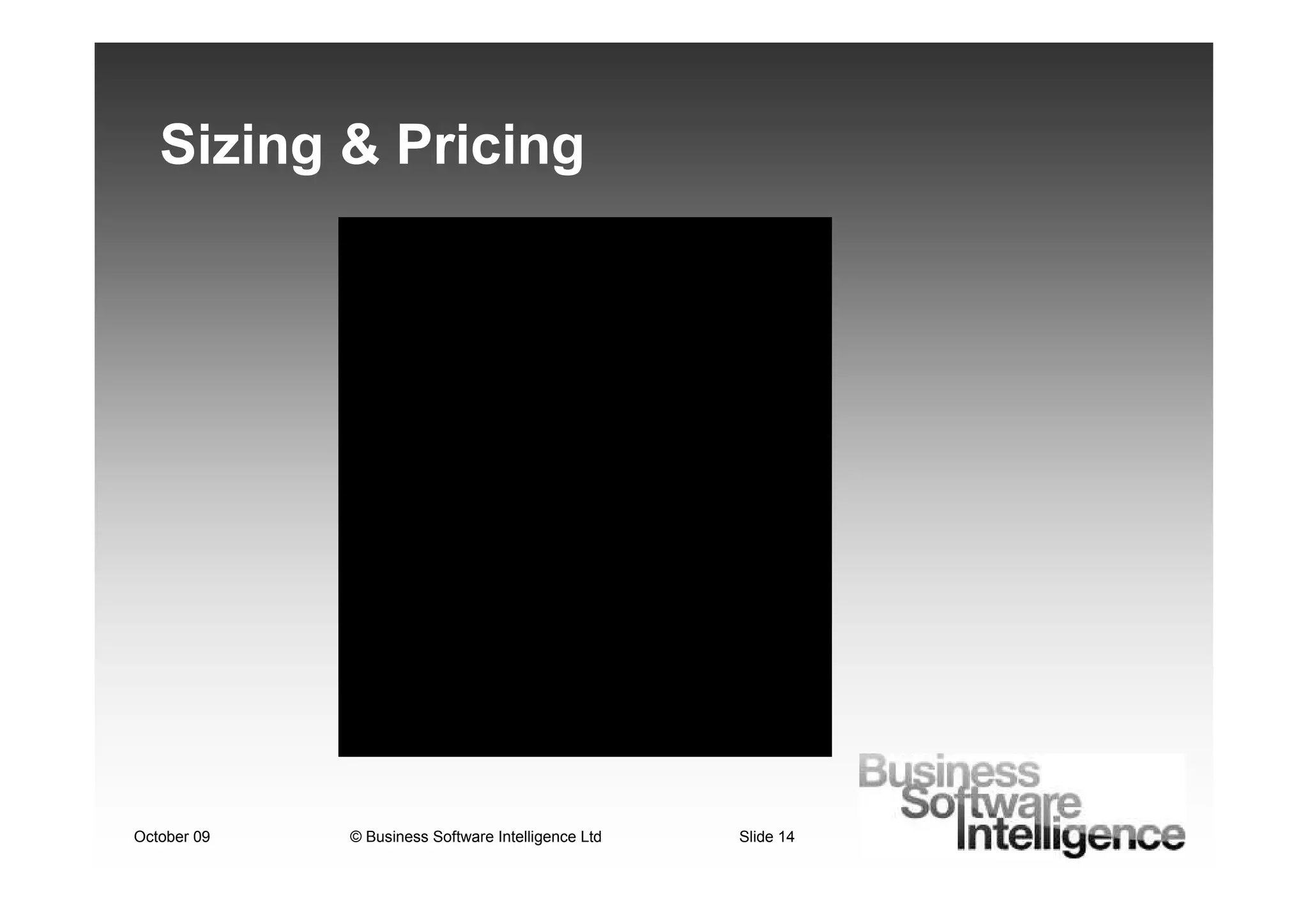 Sizing & Pricing




October 09   © Business Software Intelligence Ltd   Slide 14
 