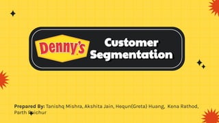 Customer
Segmentation
Prepared By: Tanishq Mishra, Akshita Jain, Hequn(Greta) Huang, Kena Rathod,
Parth Raichur
 