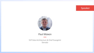 Speaker
Paul Moxon
SVP Data Architecture & Chief Evangelist
Denodo
 