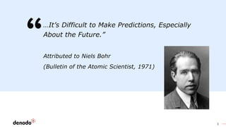 3
…It’s Difficult to Make Predictions, Especially
About the Future.”
Attributed to Niels Bohr
(Bulletin of the Atomic Scientist, 1971)
 