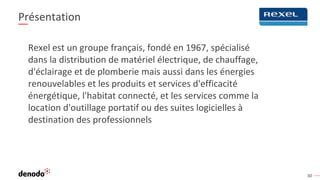 30
Présentation
Rexel est un groupe français, fondé en 1967, spécialisé
dans la distribution de matériel électrique, de chauffage,
d'éclairage et de plomberie mais aussi dans les énergies
renouvelables et les produits et services d'efficacité
énergétique, l'habitat connecté, et les services comme la
location d'outillage portatif ou des suites logicielles à
destination des professionnels
 