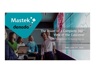 © Copyright Mastek Americas [2020]. All Rights Reserved
Date: June 17th, 2020
Digital Transformation for Business Survival
The Power of a Complete 360°
View of the Customer
 