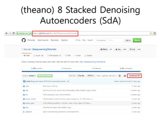 (theano) 8 Stacked Denoising
Autoencoders (SdA)
 