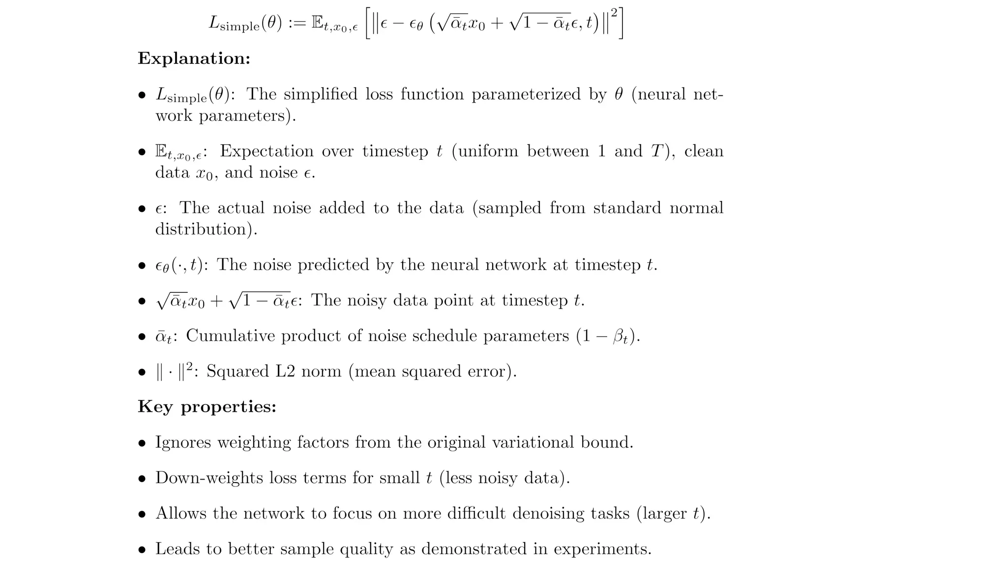 Explanation of the Math Behind Stable Diffusion (DDPMs)
