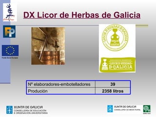 DX Licor de Herbas de Galicia




 Nº elaboradores-embotelladores       39
 Produción                        2358 litros
 