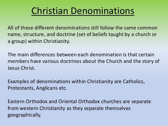 Denomination Mean Denomination Mean