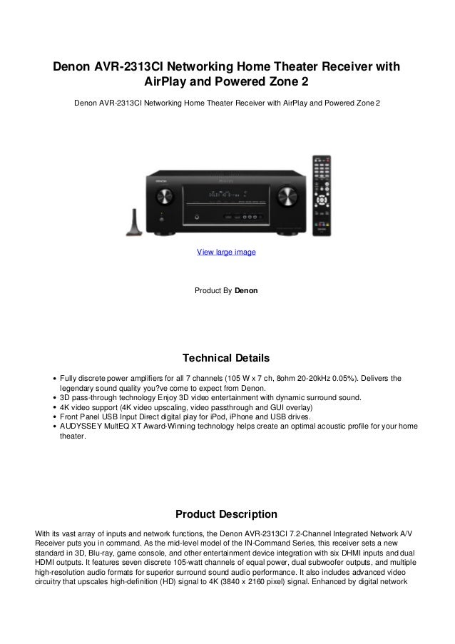 price Denon avr 2313 ci networking home theater receiver with airplay…