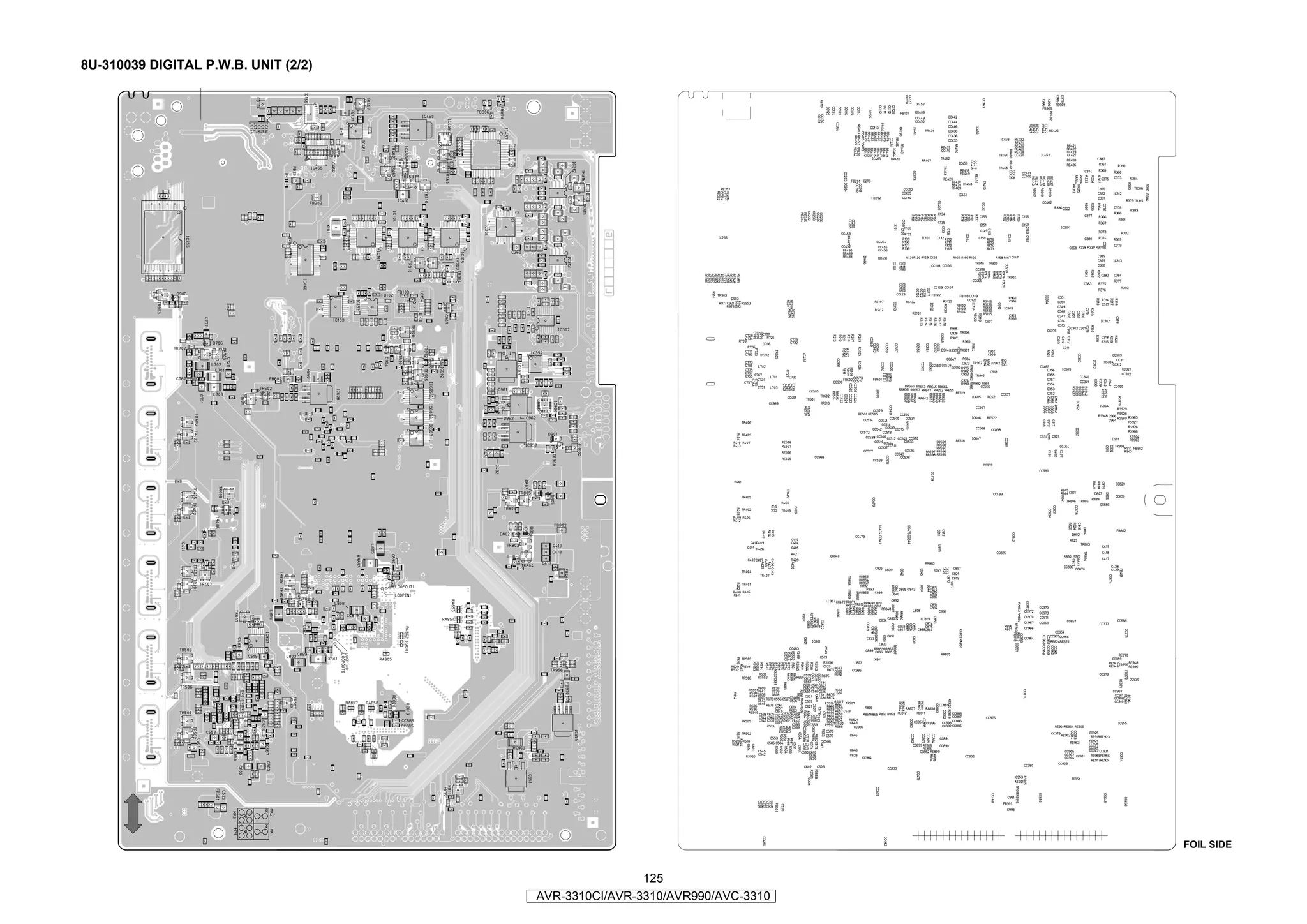 8U-310039 DIGITAL P.W.B. UNIT (2/2)




                                                                            FOIL SIDE


                                                      125
                                      AVR-3310CI/AVR-3310/AVR990/AVC-3310
 