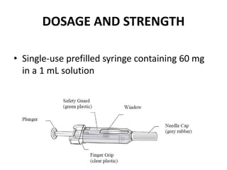 DOSAGE AND STRENGTH
• Single-use prefilled syringe containing 60 mg
in a 1 mL solution
 