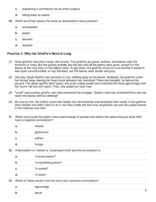 Denotation and Connotation Exercises | PDF