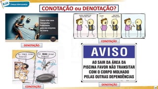 14
CONOTAÇÃO ou DENOTAÇÃO?
DENOTAÇÃO
DENOTAÇÃO
CONOTAÇÃO
CONOTAÇÃO
 