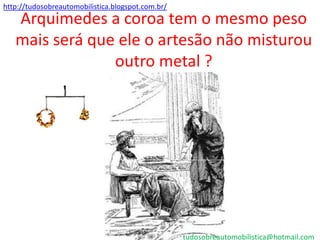 http://tudosobreautomobilistica.blogspot.com.br/
   Arquimedes a coroa tem o mesmo peso
   mais será que ele o artesão não misturou
                outro metal ?




                                                   tudosobreautomobilistica@hotmail.com
 