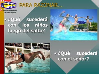 PARA RAZONAR…
• ¿Qué sucederá
con los niños
luego del salto?
• ¿Qué sucederá
con el señor?
 