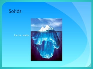 Solids
Ice vs. water…..
 