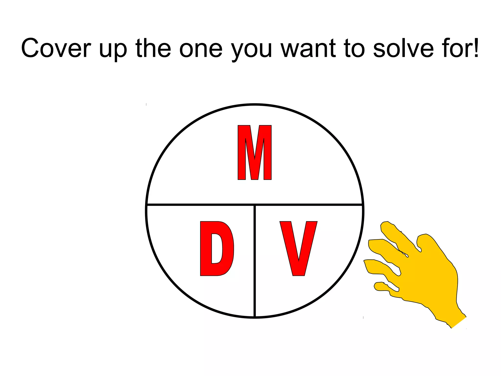 Cover up the one you want to solve for!
 