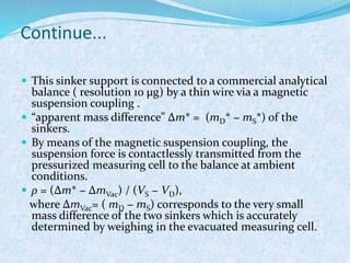 Sinker Method Density Density of liquid refrigerants | PPTX
