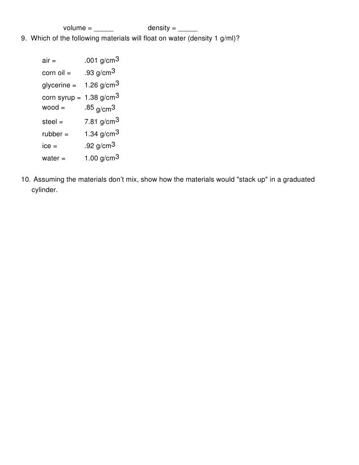 Printables Density Worksheets density worksheet 2 volume density