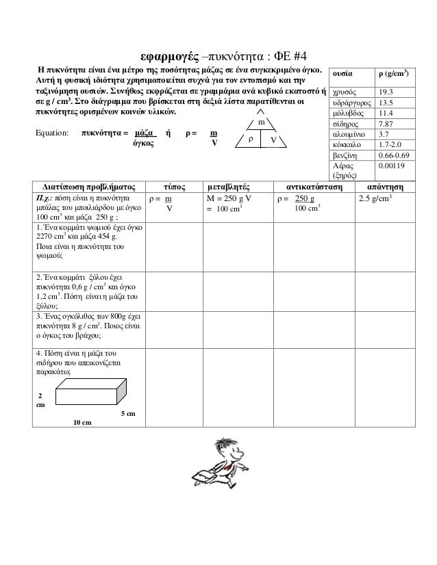 Density worksheet