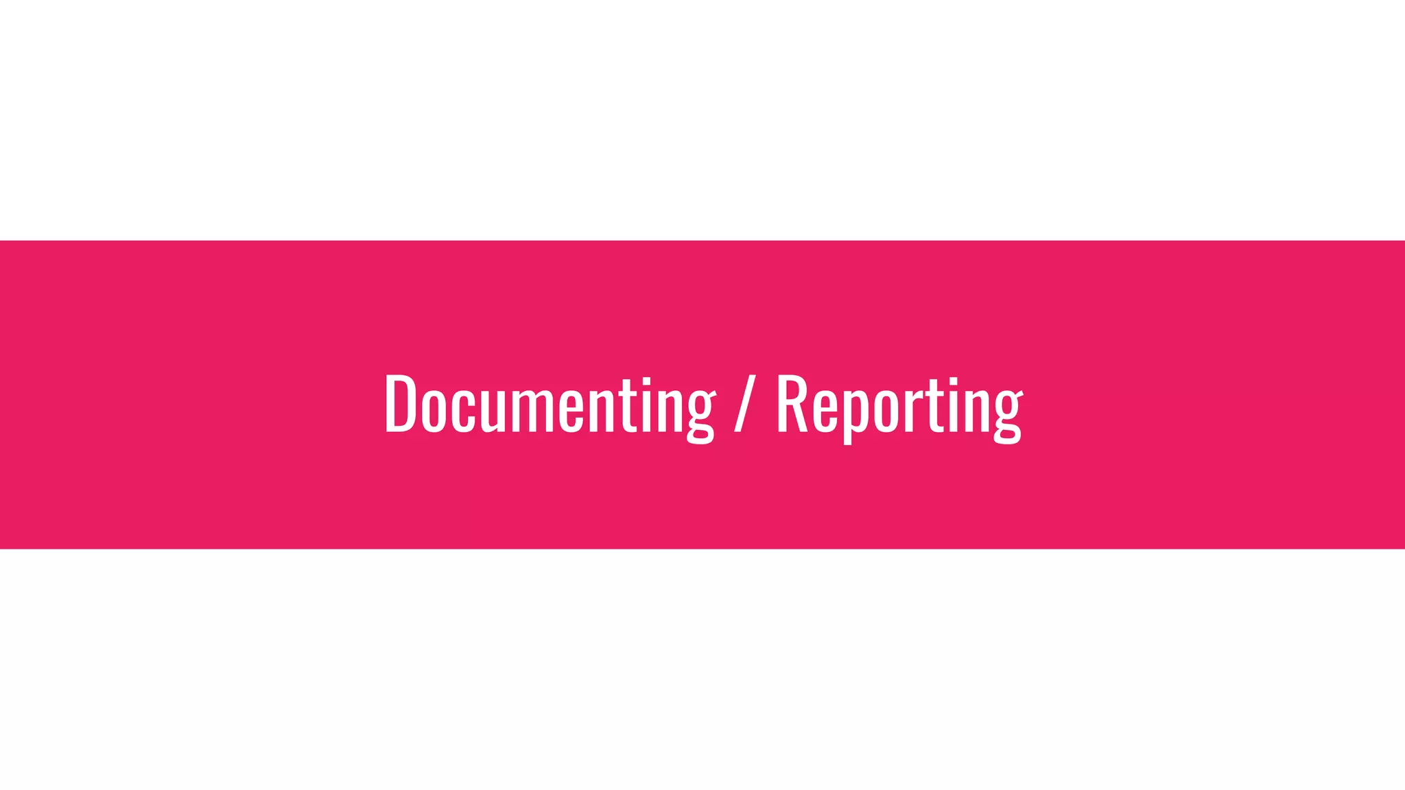 Documenting / Reporting
 
