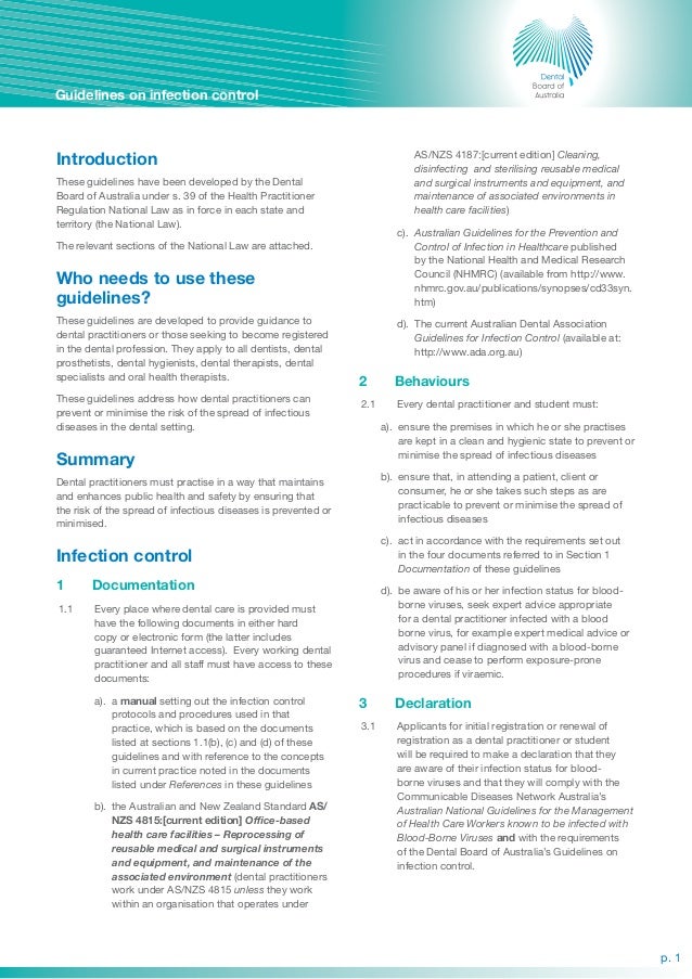 Dental guidelinesoninfectioncontrol