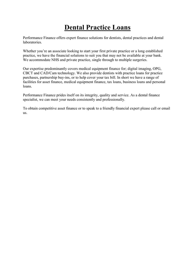 Dental practiceloans PDF