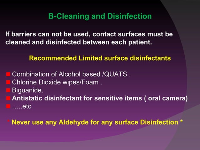 GUIDELINES FOR INFECTION CONTROL IN DENTAL HEALTH CARE SETTINGS 2003 visual data 5