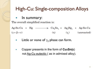 High-Cu: Single-composition Alloys
 In summary:
 Little or none of g2 phase can form.
 Copper presents in the form of Cu3Sn)ε)
not Ag-Cu eutectic ( as in admixed alloy).
53
 