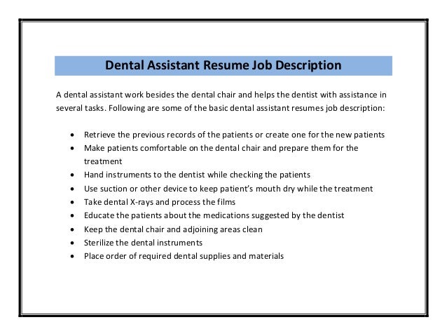 dental assistant resume pdf