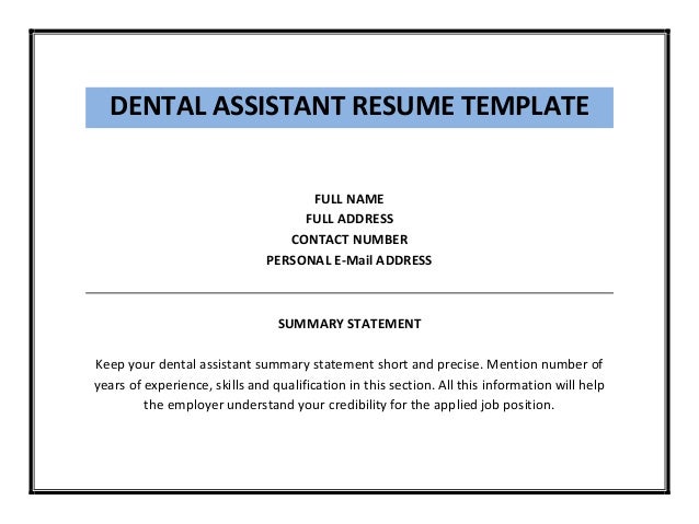dental assistant resume format