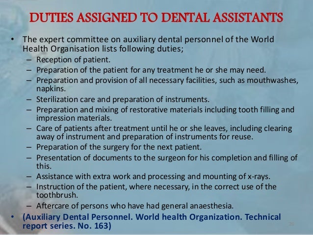 dental assistant description