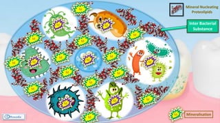 Mineral Nucleating
Proteolipids
Inter Bacterial
Substance
M
M
M
M
M
M
M
M
M
M
M
M
M Mineralisation
M
M
M
M
M M
M
 
