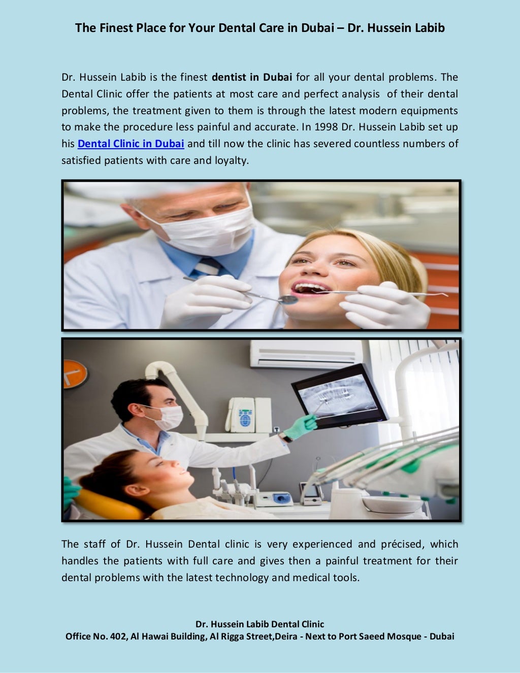 Dental care in dubai dr. hussein labib