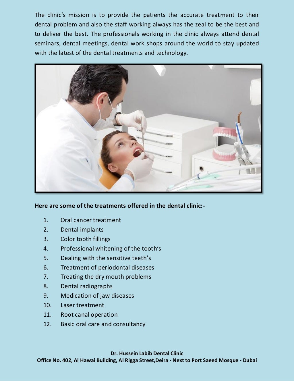 Dental care in dubai dr. hussein labib