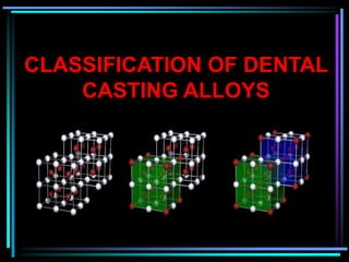 CLASSIFICATION OF DENTAL
CASTING ALLOYS
 