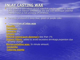 Dental casting waxes - Dr Aliya | PPT