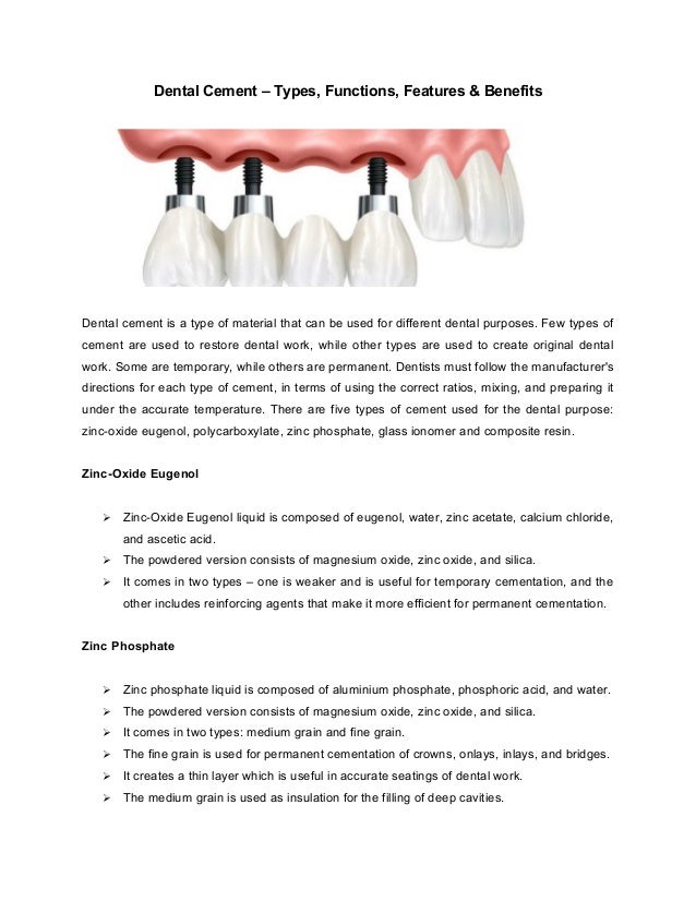 Dental Cement Types, Functions, Features & Benefits
