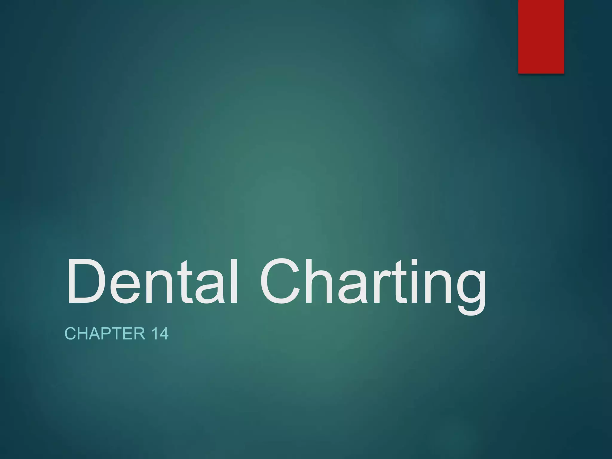 Dental charting, Cavity Classification, Basic Charting Terms PPT