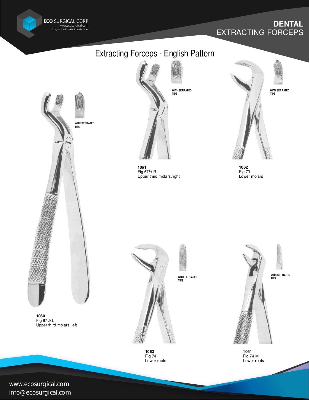 Dental extracting forceps and Elevators catalogue