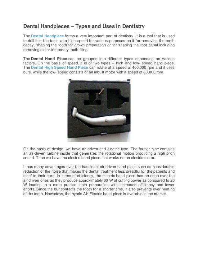 Dental Handpieces Types and Uses in Dentistry