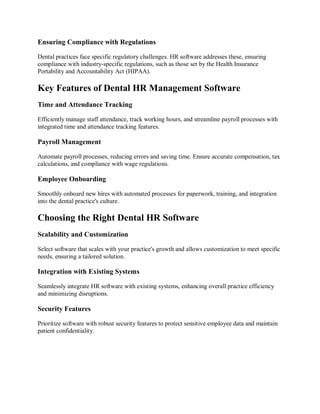 Dental Human Resource Management Software | PDF